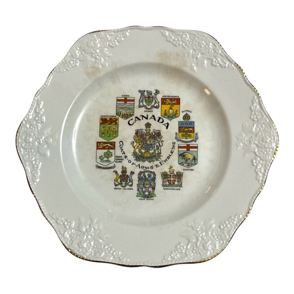 Vintage Canada Coats of Arms Plate Marlborough Old English Ironstone Simpsons En